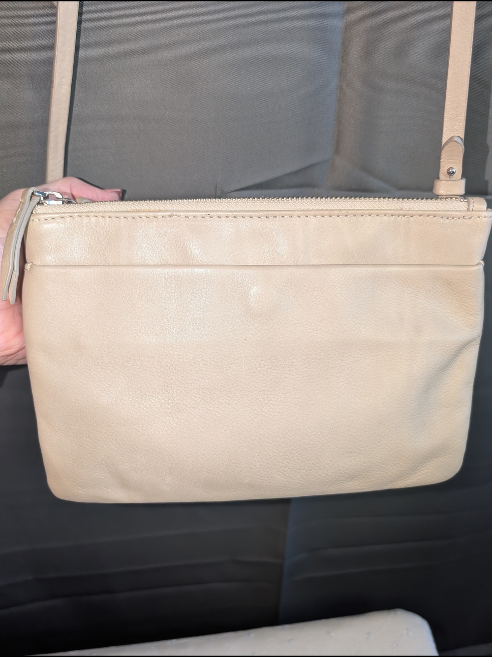 The White Company Taupe Leather Crossbody Bag - Minimalist Chic